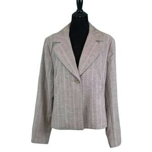 Doncaster Collection Gray Virgin Wool One Button Blazer 16